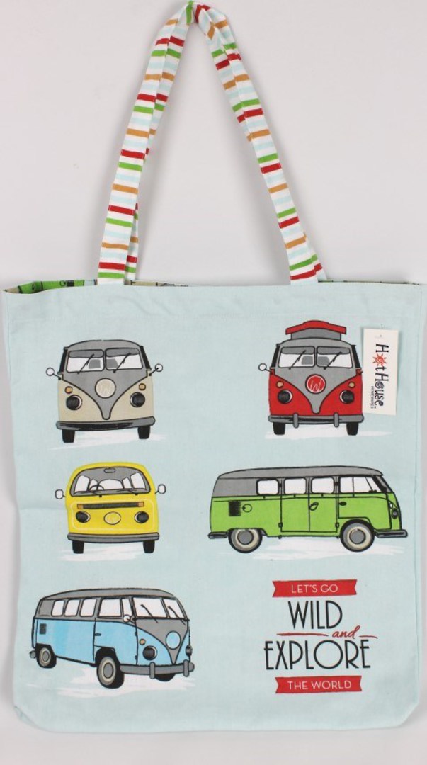 Campervan tote bag 'Let's go wild and explore the world' Code: TB-CAM image 0